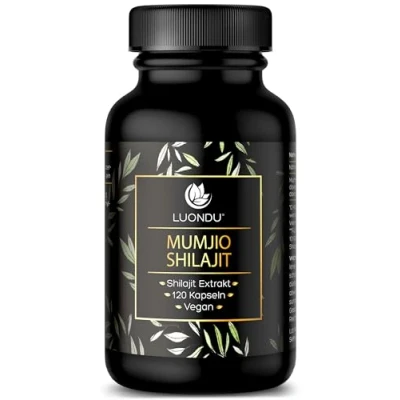Obrázek Luondu® Mumijo Shilajit kapsle, vysoká dávka 1000 mg v denní dávce, originál z černého zlata Himálají, 120 kapslí, veganské a laboratorně testováno (120 kapslí)