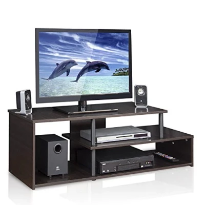 Obrázek Furinno TV Regal mit unterschiedlichen Ablageflächen, holz, Espresso/Schwarz, 37.08 x 38.1 cm