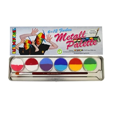 Obrázek Eulenspiegel 206102 kovová paleta Split Cakes, 6 x 3,5 ml barvy a 1 štětec, na líčení