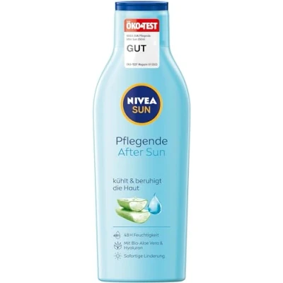 Obrázek NIVEA SUN pečující pleťové mléko po opalování (250 ml), se zklidňujícím účinkem opalování, s bio aloe vera a kyselinou hyaluronovou pro 48 h hydrataci
