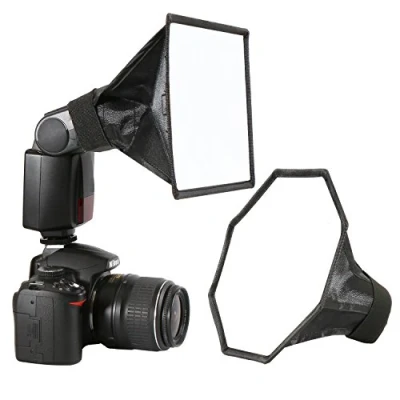 Obrázek waka Bleskové zařízení Softbox Speedlight Difuzor Kit 20cm osmiúhelník + 20x15cm pro blesky, univerzální držák Canon, Yongnuo a Nikon