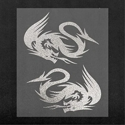 Obrázek 4R Quattroerre.it 15856 Vorgeschnittene Aufkleber Drachen rechts und Links, Silberfarbe, 10 x 12 cm