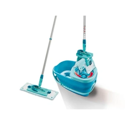 Obrázek Leifheit Sada Clean Twist M s plochým stěračem Ergo 2.0, mop na podlahu se super měkkým potahem pro mokré čištění parkety, laminátu a pravého dřeva, zacvakávacím systémem, technologií