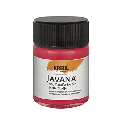 Obrázek KREUL 91905 Javana barva na látky pro světlé látky, 50 ml sklo v karmínově červené, hebká vodní bázi s krémovým charakterem, proniká hluboko do vláken, odolná vůči mytí po fixaci