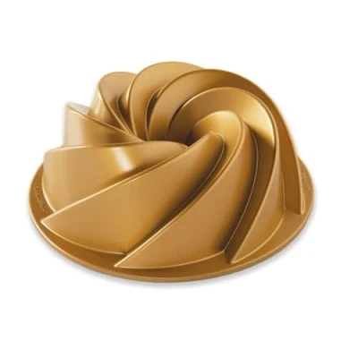 Obrázek Nordic Ware 90077 bábovka s filigránskými zářezy, hliník, zlatá, 21,6 x 10,2 cm