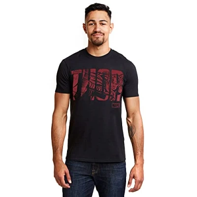 Obrázek Marvel Herren Thor Text T Shirt, Schwarz (Black Blk), S EU