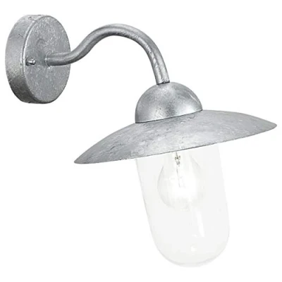 Obrázek EGLO venkovní nástěnná lampa Milton, 1 plamenné svítidlo, nástěnné svítidlo z oceli žárově pozinkované ve stříbrné a skle, objímka E27, IP44