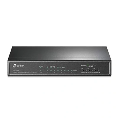 Obrázek TP Link PoE Switch 8 port 100 Mbps, 4 porty až 15,4 W pro každý a 57 všechny porty, Metal Casing, Plug and Play, Ideální IP Surveillance Access Point (TL SF1008P), černý