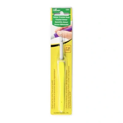 Obrázek Clover CL1054 háčkovací jehla, plast, žlutá, 7 mm
