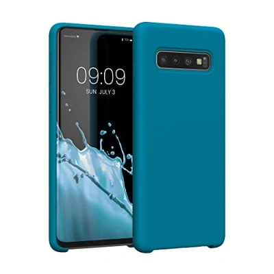 Obrázek kwmobile pouzdro kompatibilní se Samsung Galaxy S10 silikonové na mobil měkký povrch bezdrátové nabíjení karibská modrá