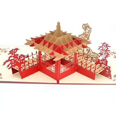 Obrázek Medigy 3D POP UP blahopřání, ručně vyrobené květiny, košík, Suzhou zahrady, prázdné karty, požehnání, papír, rozevírací obchodní dárkové přání, blahopřání