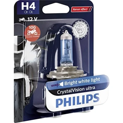 Obrázek Žárovka do světlometu motocyklu Philips 12342CVUBW Crystalvision Ultra Moto H4, 1 kus