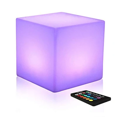 Obrázek Mr.Go 10&quot; změna barvy světla LED kostka, dobíjecí, náladové světlo, noční světlo s dálkovým ovládáním, 16 RGB barev, 8stupňové stmívatelné, vodotěsné svítidlo kostkami pro vnitřní a venkovní použití