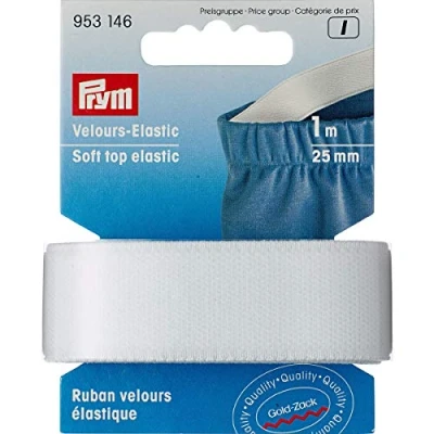Obrázek Prym 953146 Velu Elastic 25 mm bílý, 51 % PES 33 ED 16 PA