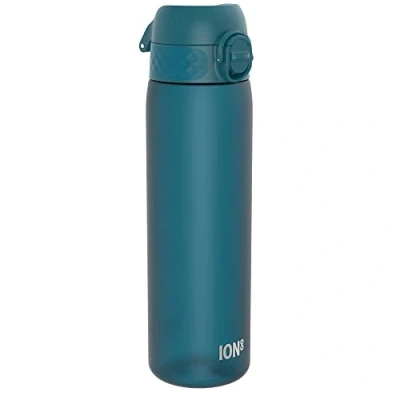 Obrázek Ion8 Láhev na pití, 500 ml, zabezpečený proti protékání, otevírání jednou rukou, bezpečné uzavírání, lze mýt v myčce, bez BPA, držadlo, skládací víčko, snadné čištění, klimaticky neutrální, tmavě