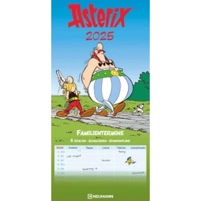 Obrázek N NEUMANNVERLAGE Asterix 2025 rodinný plánovač, 22 x 45 cm, kalendář s 5 sloupci pro termíny a poznámky, krásné ilustrace, rozvrh hodin, školní prázdniny německý