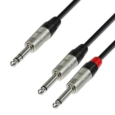 Obrázek Adam Hall 4 Star Series 0. 9m Rean 6. 3mm Jack Stereo to 2x 3 Mono Audio kabel