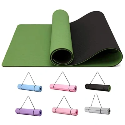 Obrázek Good Nite Gymnastická podložka na jógu fitness protiskluzová cvičení sportovní gymnastika pilates, podlahu s popruhem 183 x 61 0,6 cm (zelená/černá)
