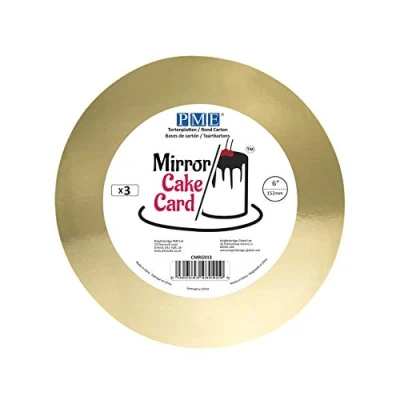 Obrázek PME CMRG913 Mirror Cake board/Card, Round, Gold 6&quot;, Pack of 3 Kuchen Spiegel Karte, Karton