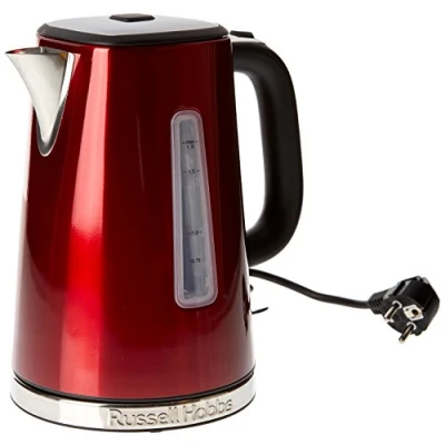 Obrázek Russell Hobbs Rychlovarná konvice [1,7 l, 2400 W] Luna ušlechtilá ocel červená (funkce rychlého vaření, vyjímatelný filtr vodního kamene, venkovní ukazatel hladiny vody, automatické otevírání víka)