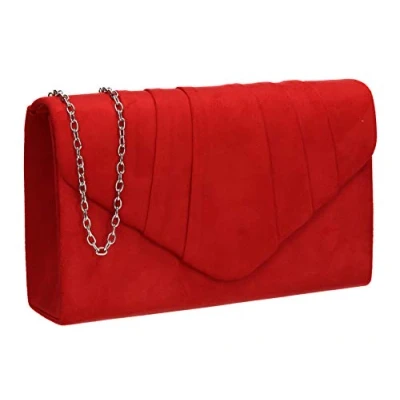 Obrázek SwankySwans Iggy Suede Velvet Envelope Party Prom Clutch Bag Taška, Červená (Red 03)