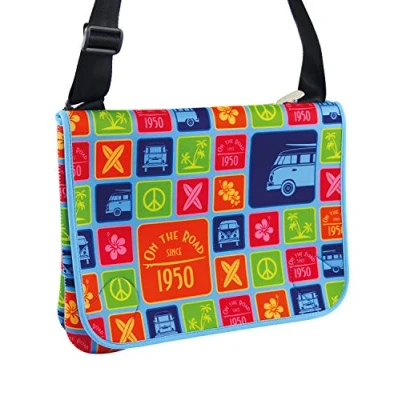 Obrázek BRISA VW Collection Volkswagen Kleine Neopren Schulter Kultur Umhänge Tasche in Hochformat im T1 Bulli Bus Design (Surf/Bunt)