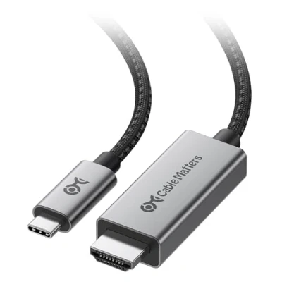 Obrázek Cable Matters 48Gbps 8K 60Hz USB C na HDMI kabel 1,8 m pro 4K 120Hz a HDR kompatibilní s Thunderbolt 3, USB4 4 portem (maximální rozlišení každém Macu je 4K@60Hz)