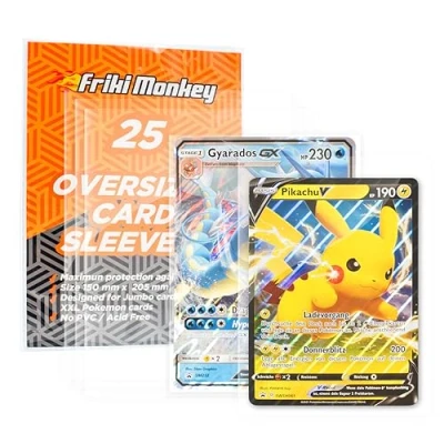 Obrázek Sleeves pro Jumbo XXL, obaly na karty, karty formátu 150 x 205 mm, ve Jumbo, kompatibilní s Pokemon Promo, ochranný obal, balení 25 kusů