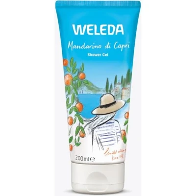 Obrázek WELEDA Bio Mandarino di Capri sprchový gel veganský přírodní kosmetika Limited Edition Unisex sprcha s mandarinkou/rozmarýnovou vůní péče sprchové mýdlo k čištění obličeje a těla (1x