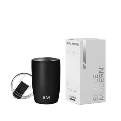 Obrázek Simple Modern Termohrnek hrnek na kávu s sebou se sklápěcím víčkem Izolovaný z ušlechtilé oceli Dárky pro ženy a muže Voyager 350 ml Midnight Black
