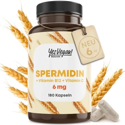 Obrázek 3 mg spermidinu + vitamin C+B12 (180 kapslí po dobu 6 měsíců) kapsle spermidin vysoké dávky alternativa k prášku spermidů