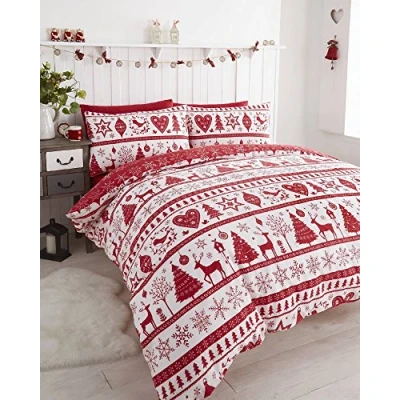Obrázek Noel Povlečení Quilt 2 povlaky na polštář ložní prádlo sada Vánoce, červená, postele