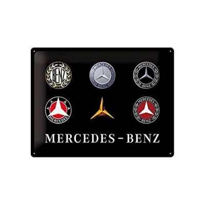Obrázek Nostalgic Art Retro plechový štít, 30 x 40 cm, Mercedes Benz Logo Evolution nápad na dárek z kovu, vintage design