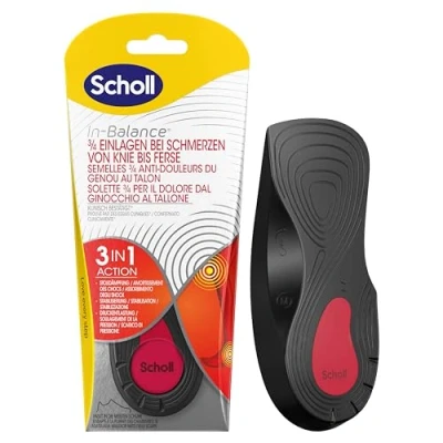 Obrázek Scholl Ortopedické 3/4 vložky do rovnováhy, při bolestech kolen a paty, pro zmírnění bolesti paty hluboká skořepina podpora klenby chodidla velikost 40 42