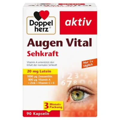 Obrázek Doppelherz Vital pro oči s luteinem a zeaxanthinem vitamínem zinkem jako příspěvek k zachování normálního vidění 90 kapslí