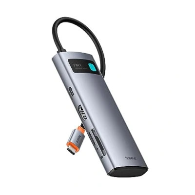 Obrázek Baseus USB C rozbočovač 7 v 1 adaptér s 4K@60Hz HDMI, 100W PD, 3 A 3. 0 5Gbps, SD/TF čtečka karet, dokovací stanice pro iPhone 15, laptop MacBook/Surface Pro/iPad/Steam Deck/Rog Ally/Samsung