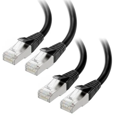 Obrázek Cable Matters 2dílné balení, 40 GBit/s krátký síťový kabel Cat 8 1,5 m v černé barvě (2000 Mhz kategorie Ethernet kabel, herní LAN 8)