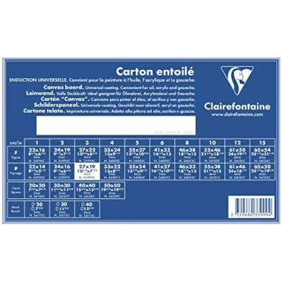 Obrázek Clairefontaine 33999C plátno (3 mm, formát na šířku, 27 x 19 cm, ideální pro mokré techniky, praktické a snadné použití), bílé