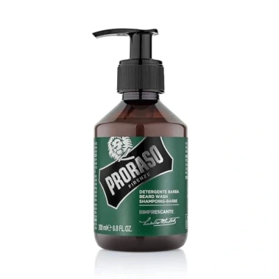 Obrázek Proraso Beard Wash Refreshing, 200 ml, voňavý šampon na vousy čistí, pečuje a osvěžuje pokožku, mycí gel odstraňuje nečistoty jemně, Made in Italy