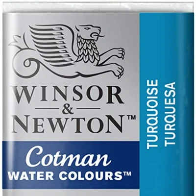 Obrázek Winsor &amp; Newton 0301654 Cotman akvarelová barva s dobrou průhledností, vynikající intenzitou tónování a dobrými vlastnostmi malby, vody v 1/2 misce tyrkysová