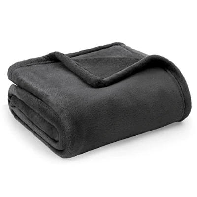Obrázek BEDSURE Hebká deka, flaušová fleecová deka do bytu, teplá zima, měkká, na pohovku XL, gauč, blanket, bytové a hebké deky 150 x 200 cm, přehoz pohovku, tmavě šedá