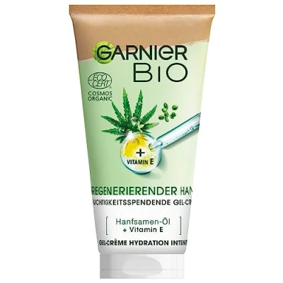 Obrázek Garnier Gelový krém, zvlhčující s bio konopí, regeneruje citlivou pokožku, vitaminem E, veganská receptura, certifikovaná přírodní kosmetika, intenzivní vlhkost, 50 ml