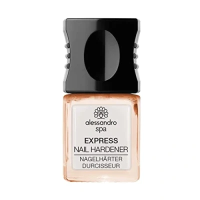 Obrázek alessandro Spa EXPRESS NAIL HARDENER apricot SHINE 2v1 zpevňovač nehtů &amp; pytel na nehty v jemně třpytivém lámavé během čtyř týdnů, 10 ml, 43 741