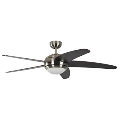 Obrázek Pepeo Stropní ventilátor s osvětlením a dálkovým ovládáním Melton, kryt nikl, barva křídel Wanaque / hnědá, 132 cm, pro prostory do 25 m²