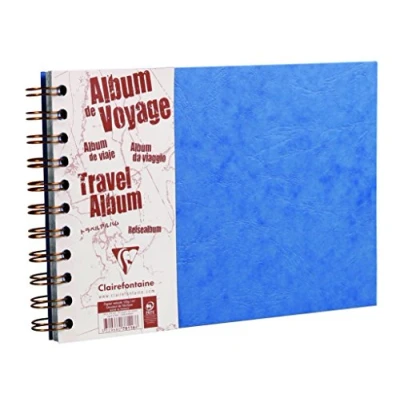 Obrázek Clairefontaine 781064C Spirálová kniha / cestovní album Age Bag DIN A4 formát na šířku 29,7 x 21 cm 40 listů linkovaný bílý papír kreslení 120 g a černý kreslicí 160 se zrnitostí