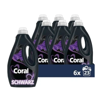 Obrázek Coral prací prostředek na barevné prádlo Black Velvet tekutý pro delší intenzivní černou s barevnou silou přírodního původu 23 W, 1,15 litru, 6 kusů