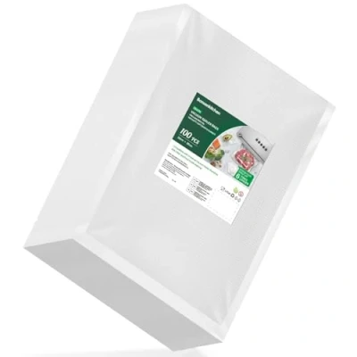 Obrázek Bonsenkitchen Profesionální vakuové pytle, 100 sáčků 20 x 30 cm pytle pro všechny vakuovače a potravinářské vakuovací přístroje, lze vařit mrazicí pytel Sous Vide, bez BPA, VB3205