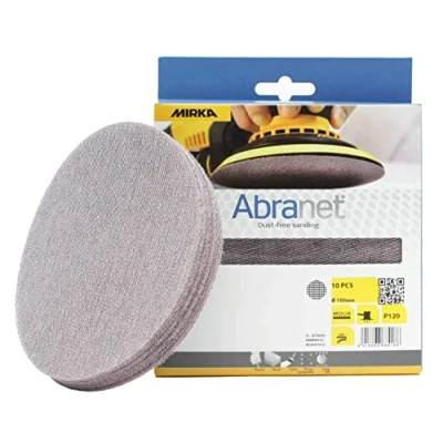 Obrázek Mirka Abranet Síťové brusné kotouče Ø 150 mm suchý zip / zrno P120 10 ks AE241F1012 vhodné pro všechny 150mm excentrické brusky a bezprašné broušení dřeva, špachtle, laku