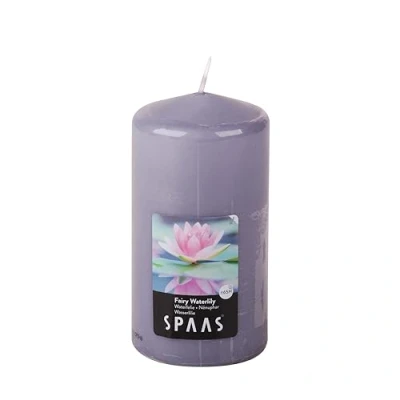 Obrázek Spaas Zylindrische Duftende Stumpenkerze 80/150 mm, ± 65 Stunden, Fairy Waterlily, Grau