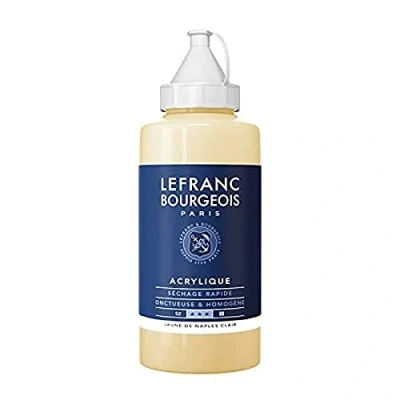 Obrázek Lefranc Bourgeois akrylová barva 300399 Fine Neapolově žlutá světlá, 750ml láhev, krémová na vodní bázi, rychleschnoucí, stálá světle, voděodolná
